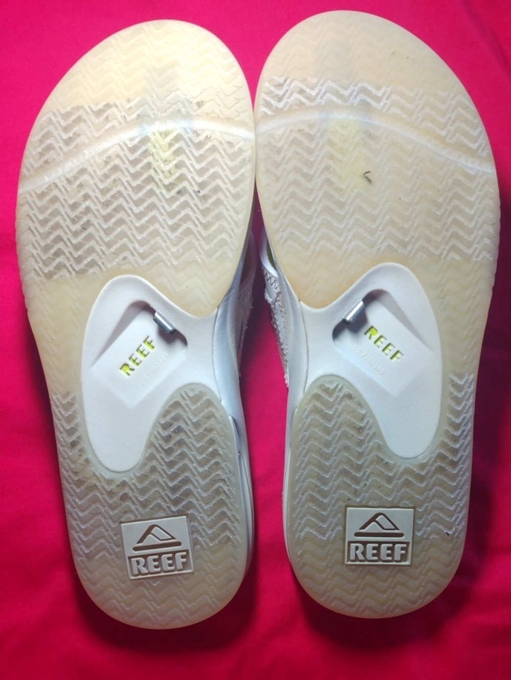 Reef Fanning Flip Flops in Beige with Bright Yellow Accents - Picture 5 of 5